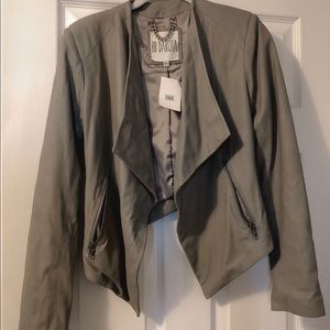 NEW! Gray Leather Jacket